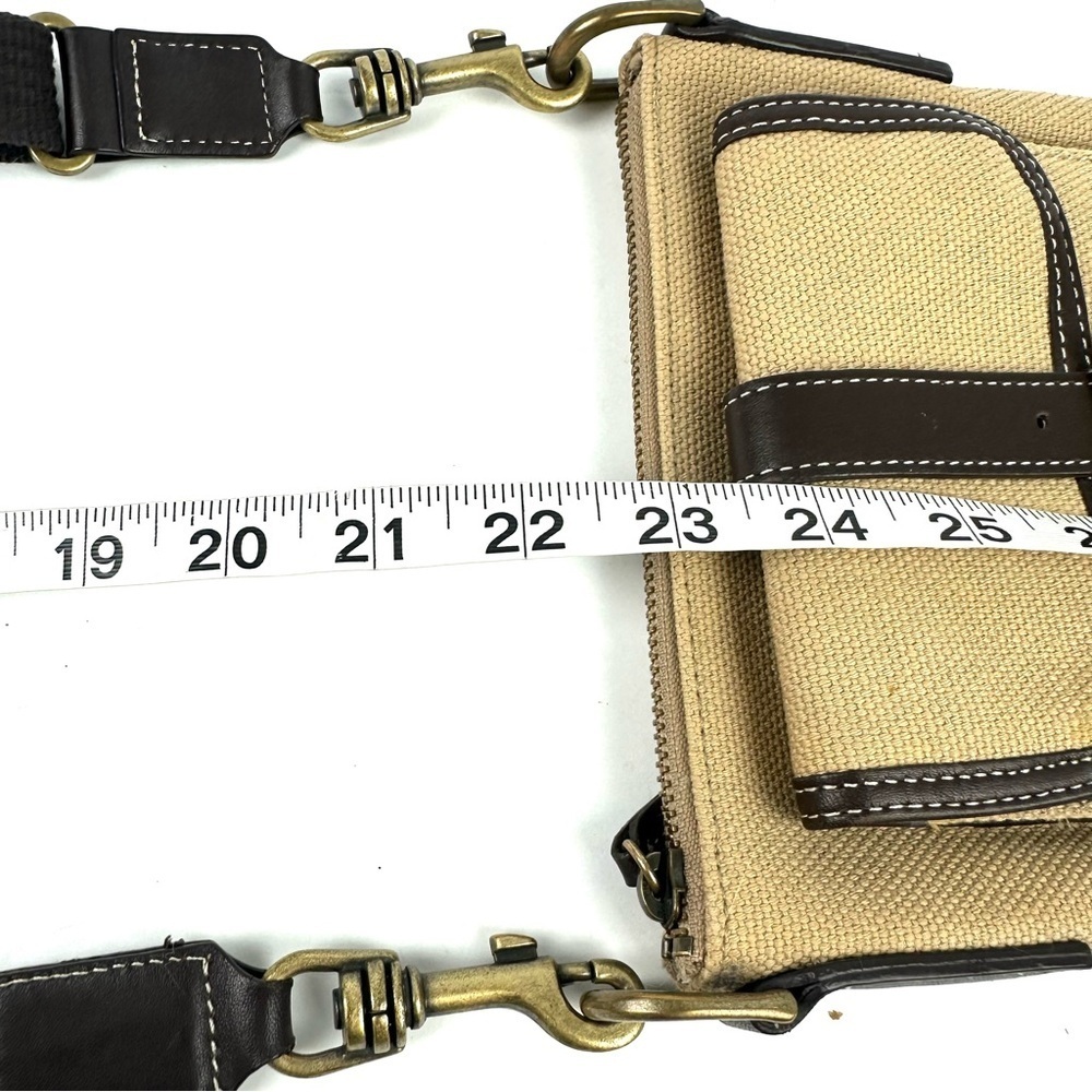 Eddie Bauer Crossbody Bag Canvas Leather Trim Tan Brown Vintage‎ Handbag Travel - Picture 10 of 10